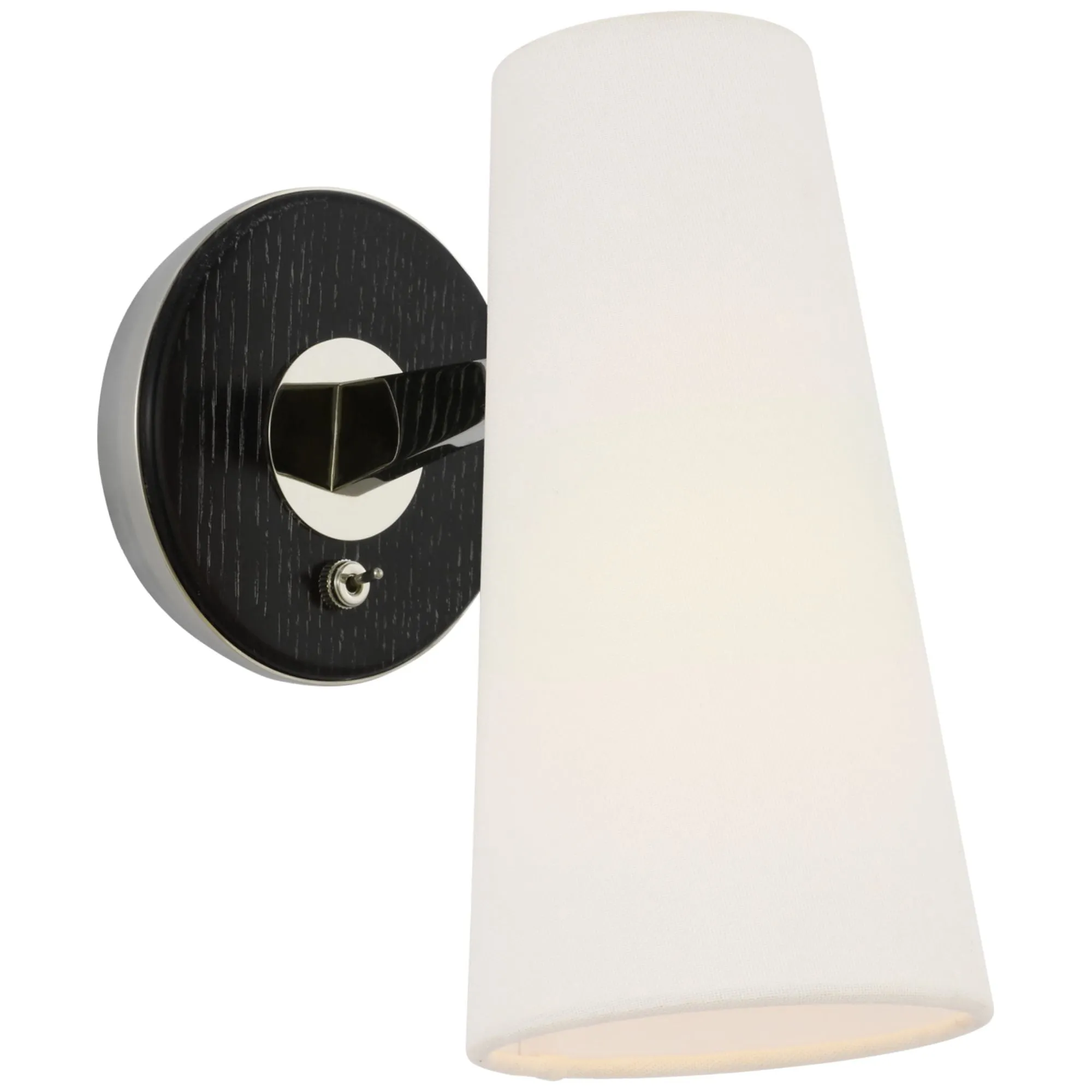 AERIN Olina 10" Sconce in Polished Nickel and Ebony with Linen Shade Wall Light W5" x H9.75"