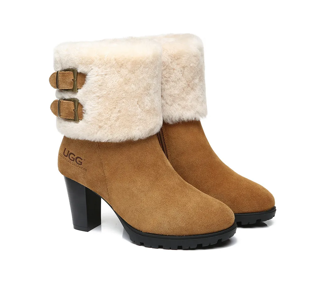 AUSTRALIAN SHEPHERD® UGG Boots Women Shearling Zipper Heel Candice