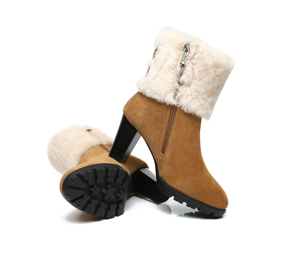 AUSTRALIAN SHEPHERD® UGG Boots Women Shearling Zipper Heel Candice