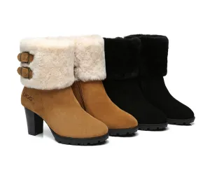 AUSTRALIAN SHEPHERD® UGG Boots Women Shearling Zipper Heel Candice