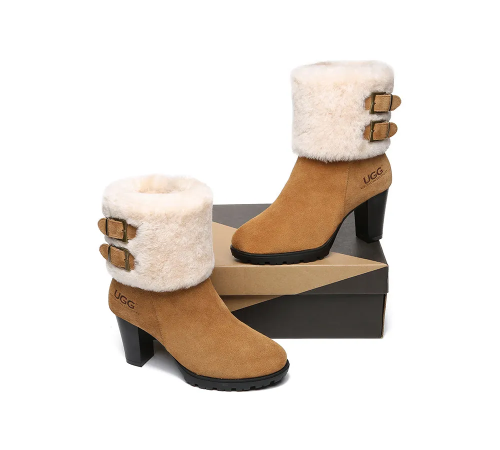 AUSTRALIAN SHEPHERD® UGG Boots Women Shearling Zipper Heel Candice