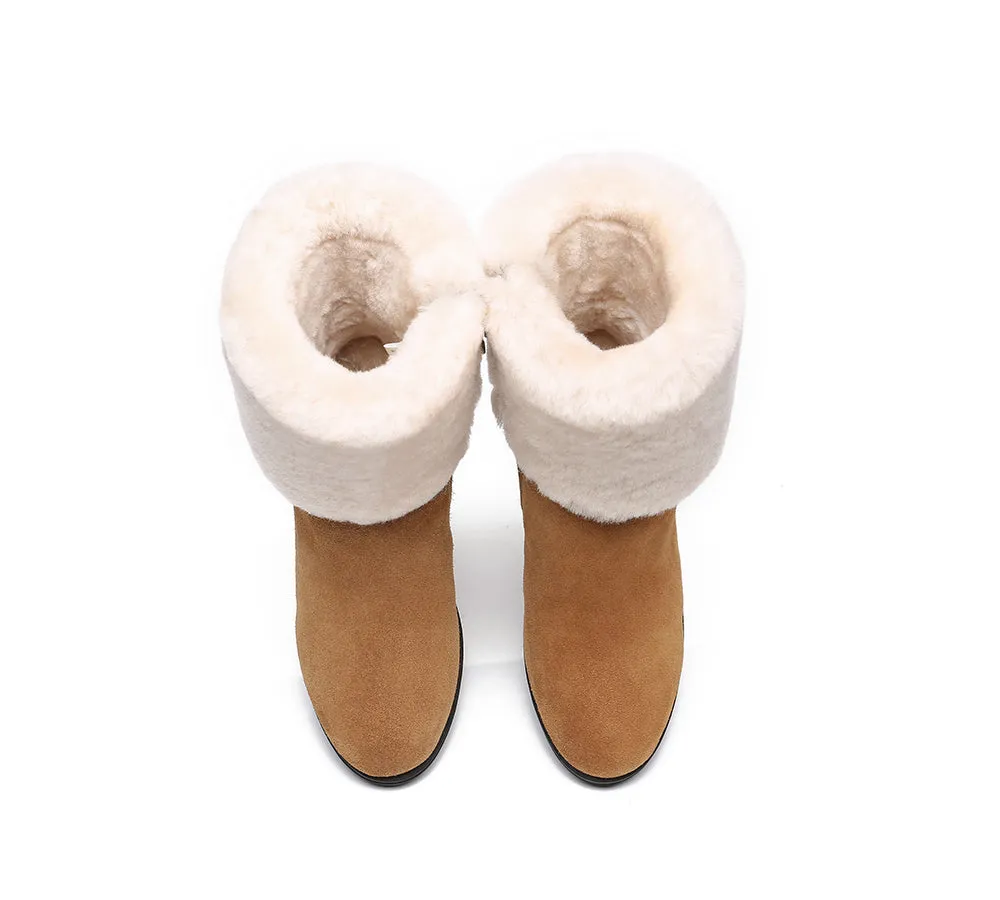 AUSTRALIAN SHEPHERD® UGG Boots Women Shearling Zipper Heel Candice