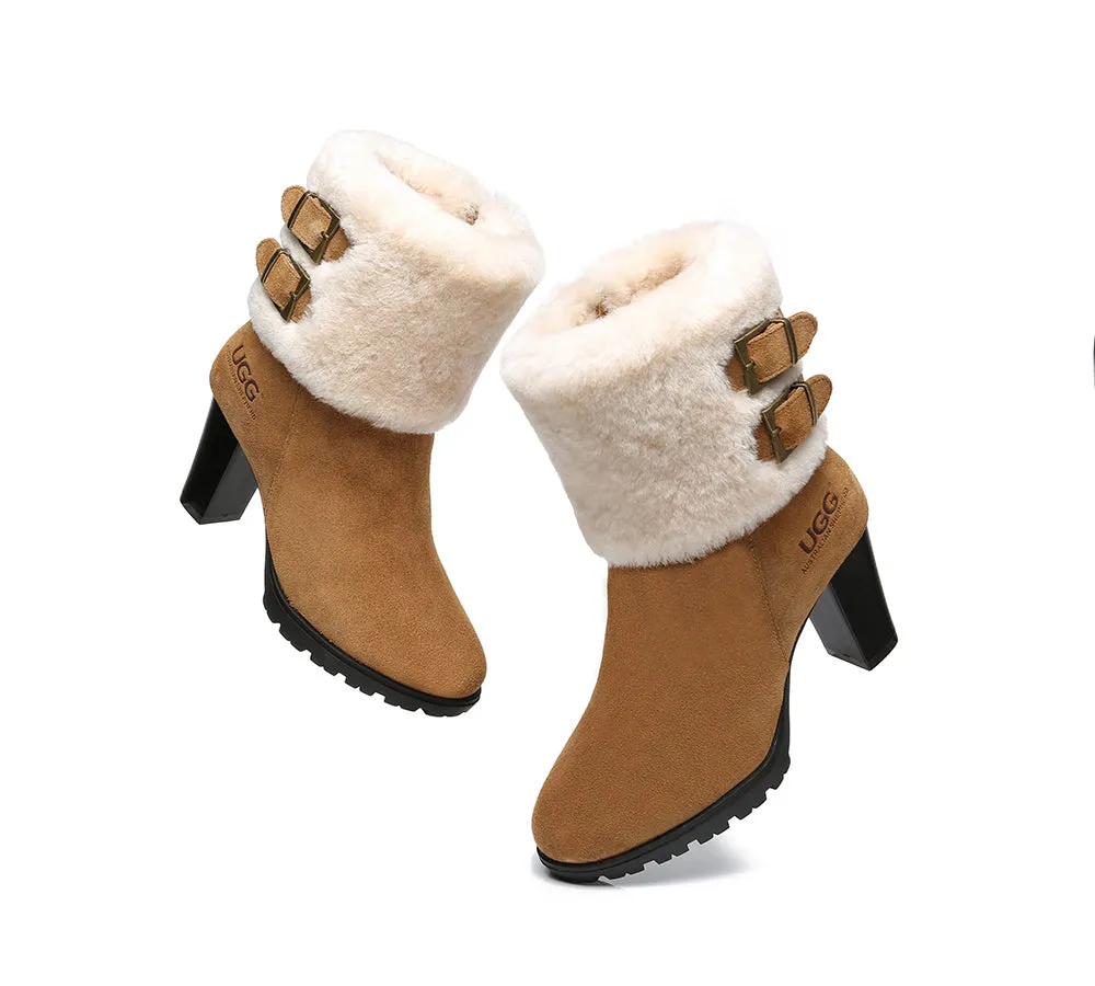 AUSTRALIAN SHEPHERD® UGG Boots Women Shearling Zipper Heel Candice