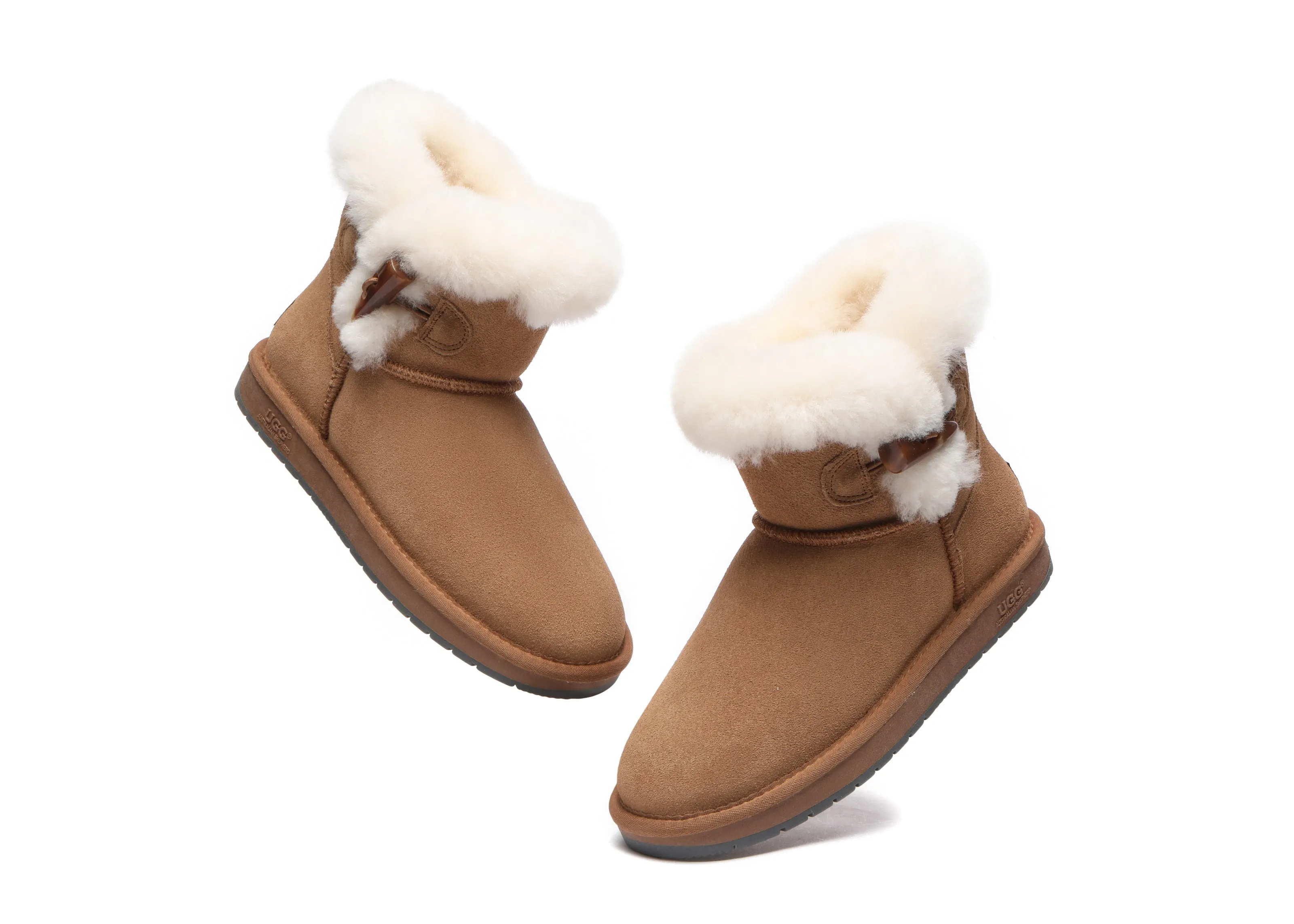 AUSTRALIAN SHEPHERD® UGG Boots Women Sheepskin Wool Horn Toggle Closure Mini Tiara