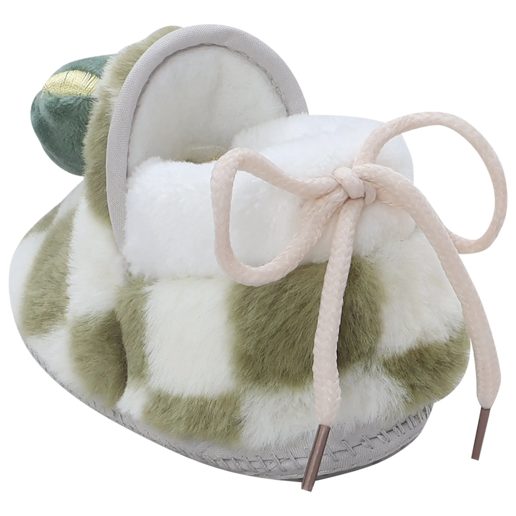 Baby Moo 3D Dear Bear Soft Slip-On Anti-Skid Plush Warm Booties - Green