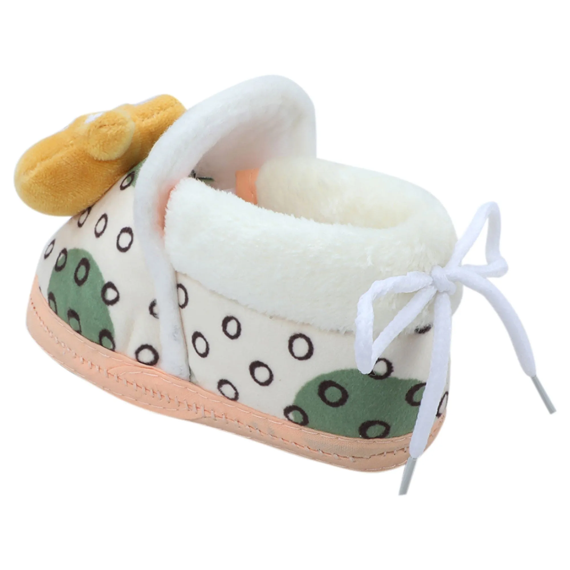 Baby Moo 3D Dizzy Cat Soft Slip-On Anti-Skid Plush Warm Booties - Beige