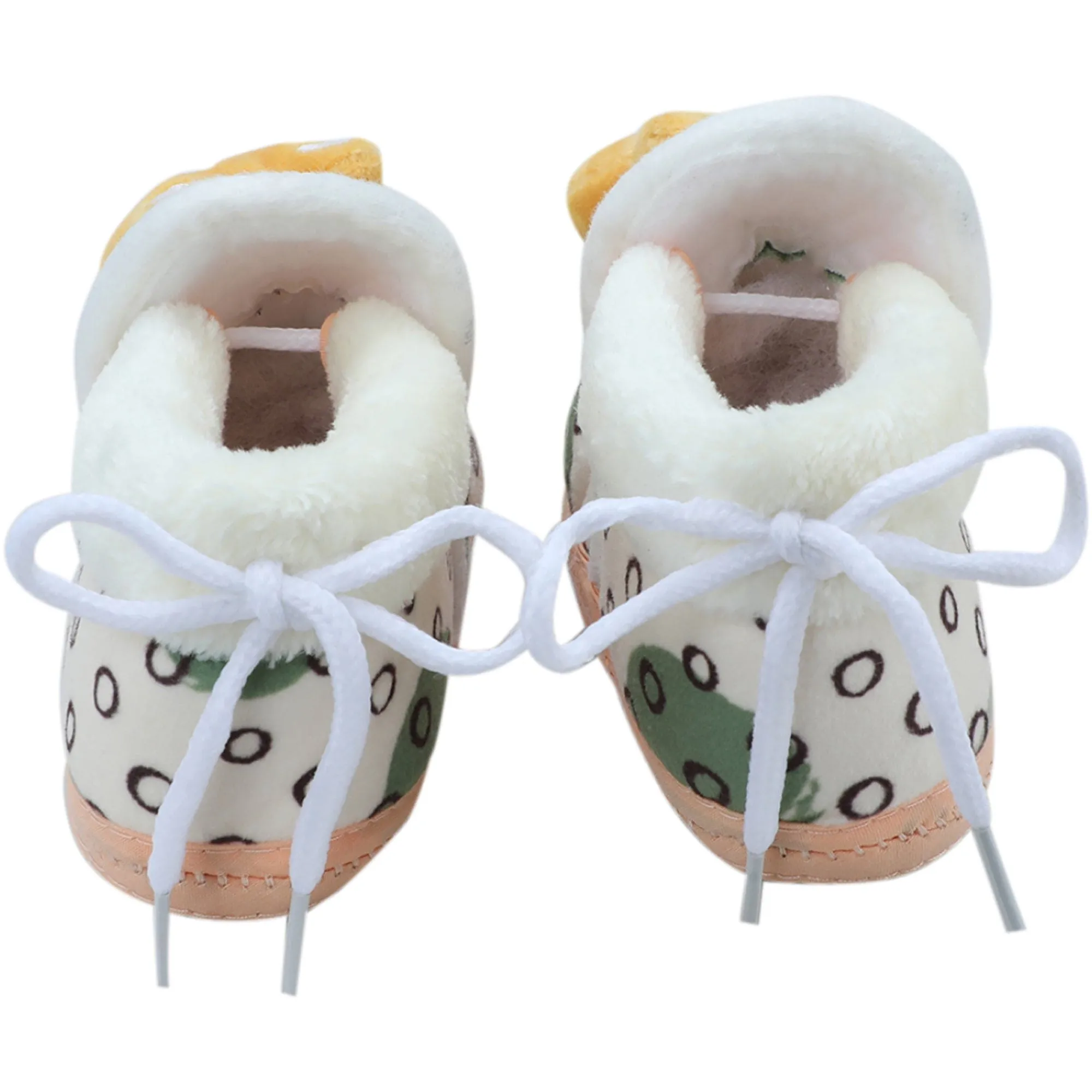 Baby Moo 3D Dizzy Cat Soft Slip-On Anti-Skid Plush Warm Booties - Beige