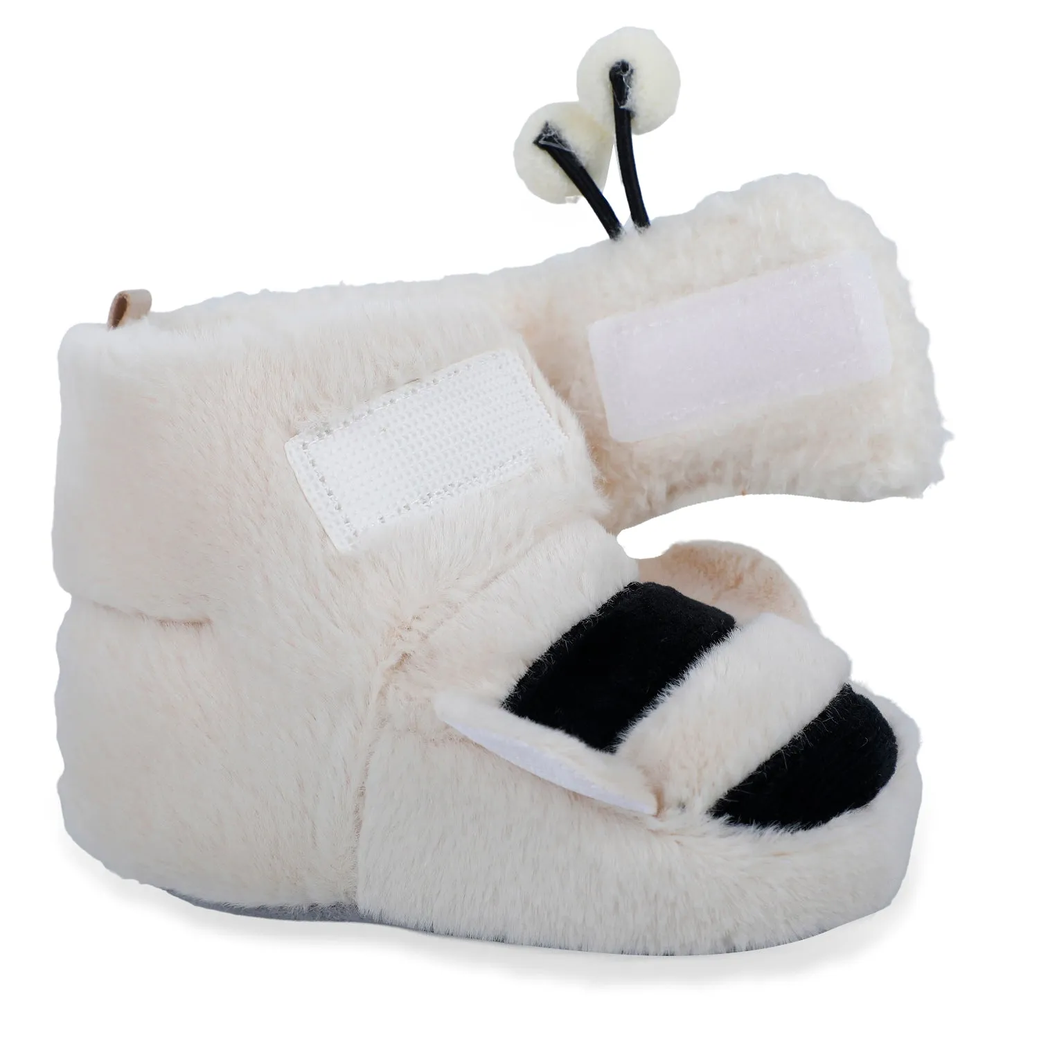 Baby Moo Bumble Bee 3D Warm Furry Booties - Cream