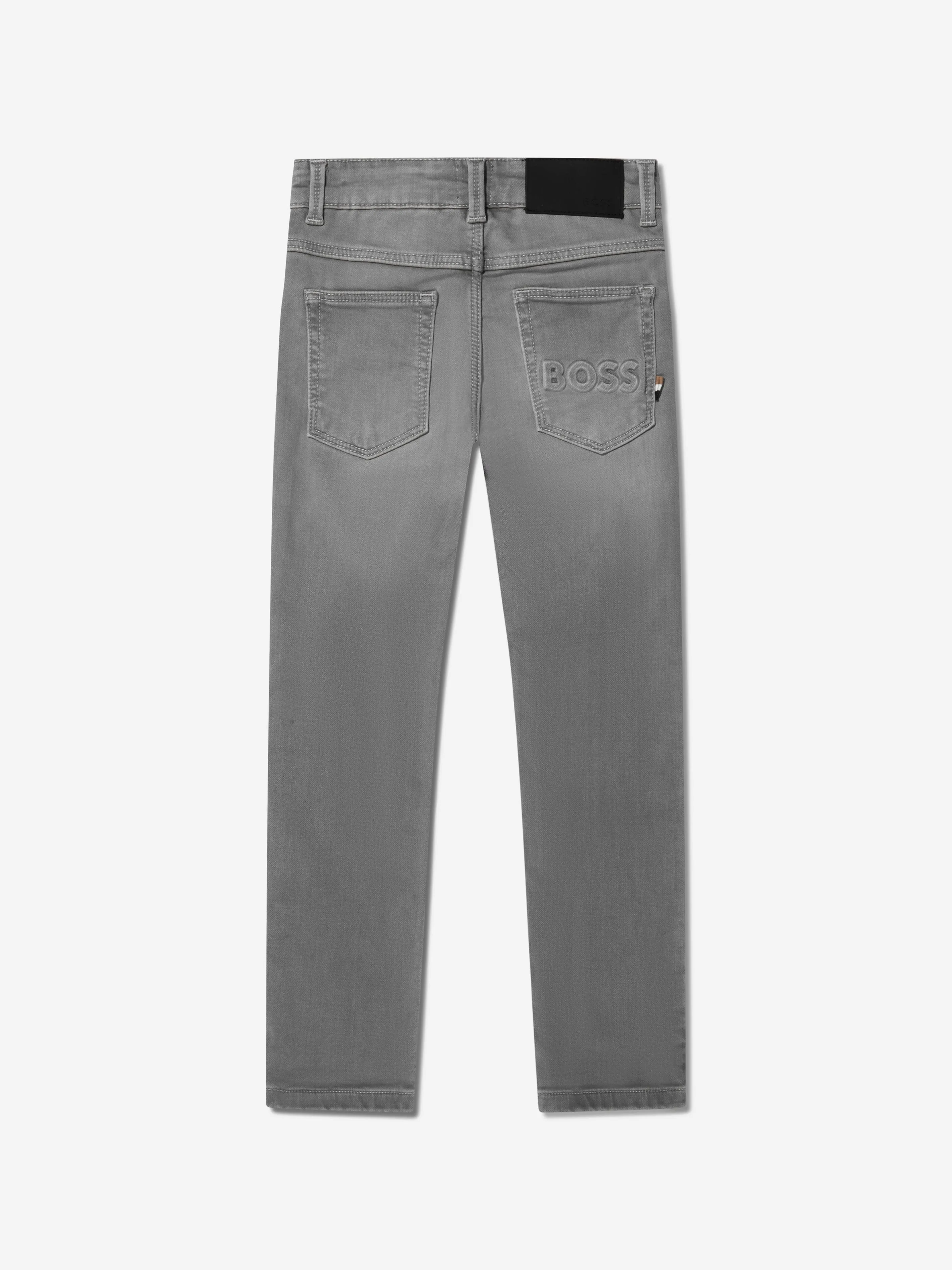 BOSS Boys Denim Stretch Skinny Fit Jeans In Grey