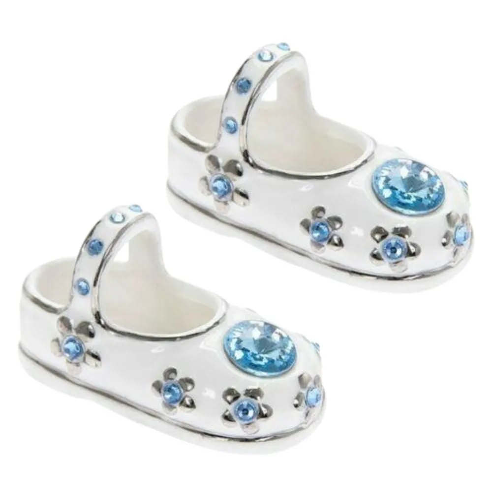 Diamante Baby Booties Keepsake Ornament - Blue