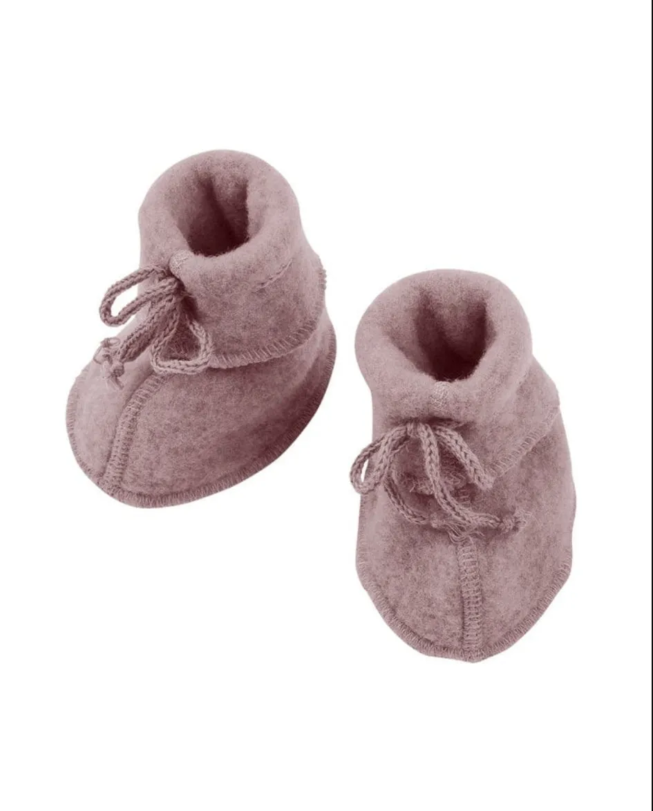 ENGEL - wool fleece baby booties - rosewood