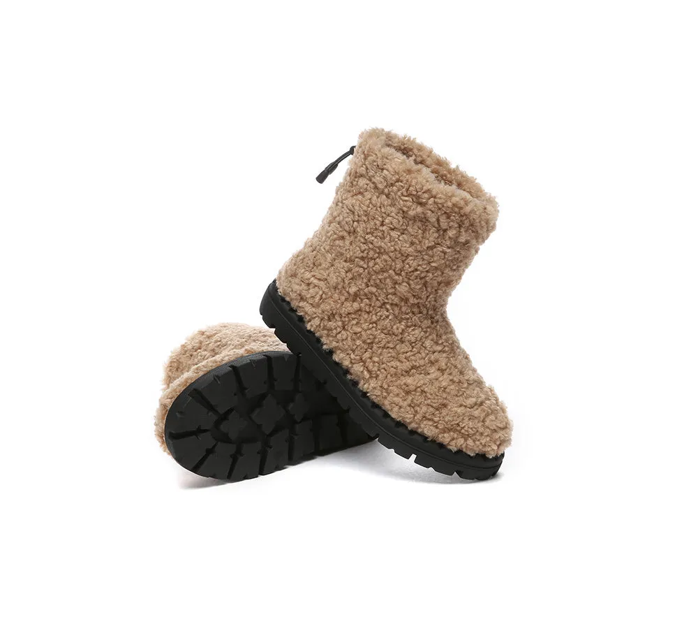 EVERAU® UGG Boots Sheepskin Wool Plush Drawstring Peggy