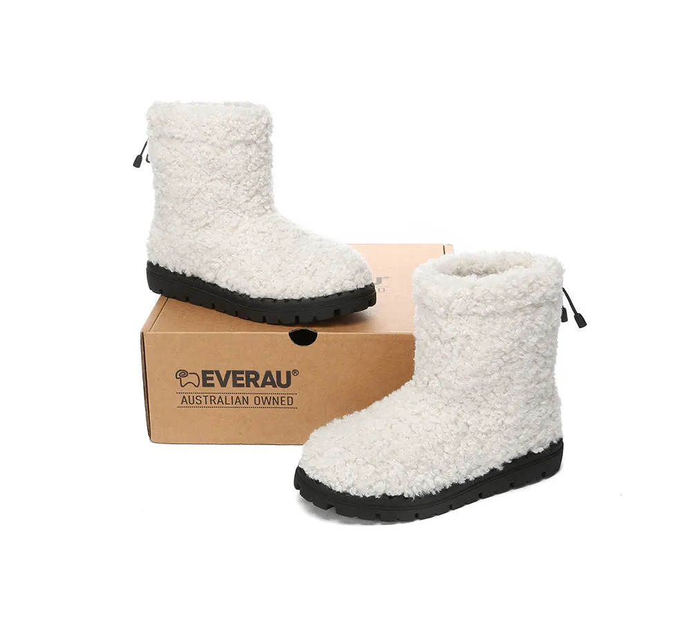 EVERAU® UGG Boots Sheepskin Wool Plush Drawstring Peggy