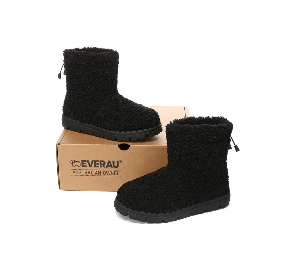 EVERAU® UGG Boots Sheepskin Wool Plush Drawstring Peggy