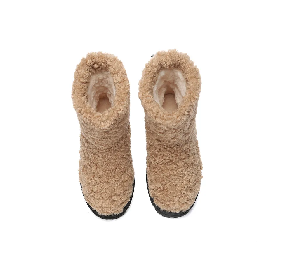 EVERAU® UGG Boots Sheepskin Wool Plush Drawstring Peggy