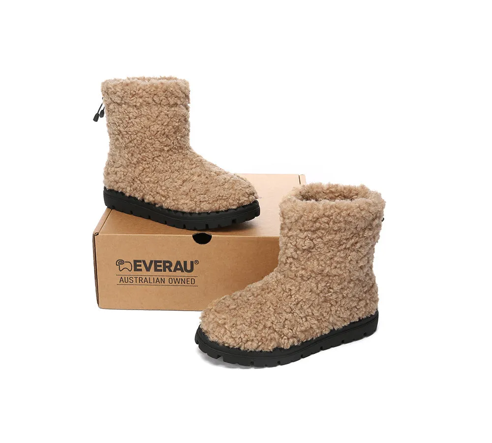 EVERAU® UGG Boots Sheepskin Wool Plush Drawstring Peggy