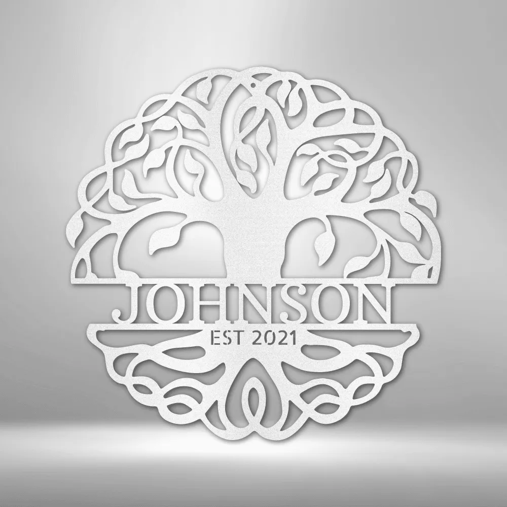 Fancy Tree of Life Monogram - Steel Sign