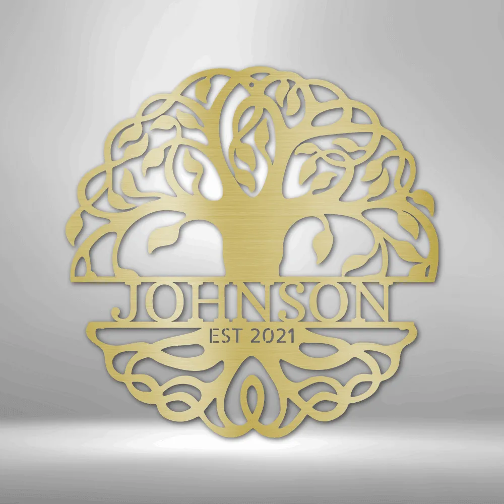 Fancy Tree of Life Monogram - Steel Sign