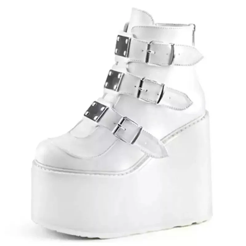 Funki Buys | Boots | Women's Buckle Strap Wedge Ankle Boots