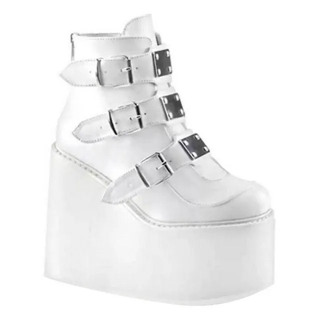 Funki Buys | Boots | Women's Buckle Strap Wedge Ankle Boots