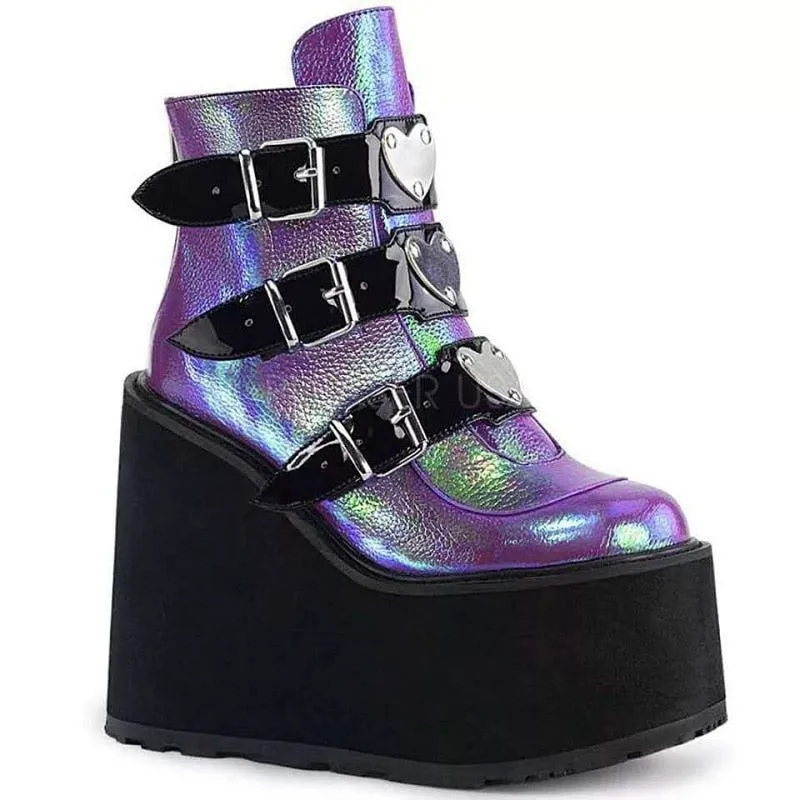 Funki Buys | Boots | Women's Buckle Strap Wedge Ankle Boots