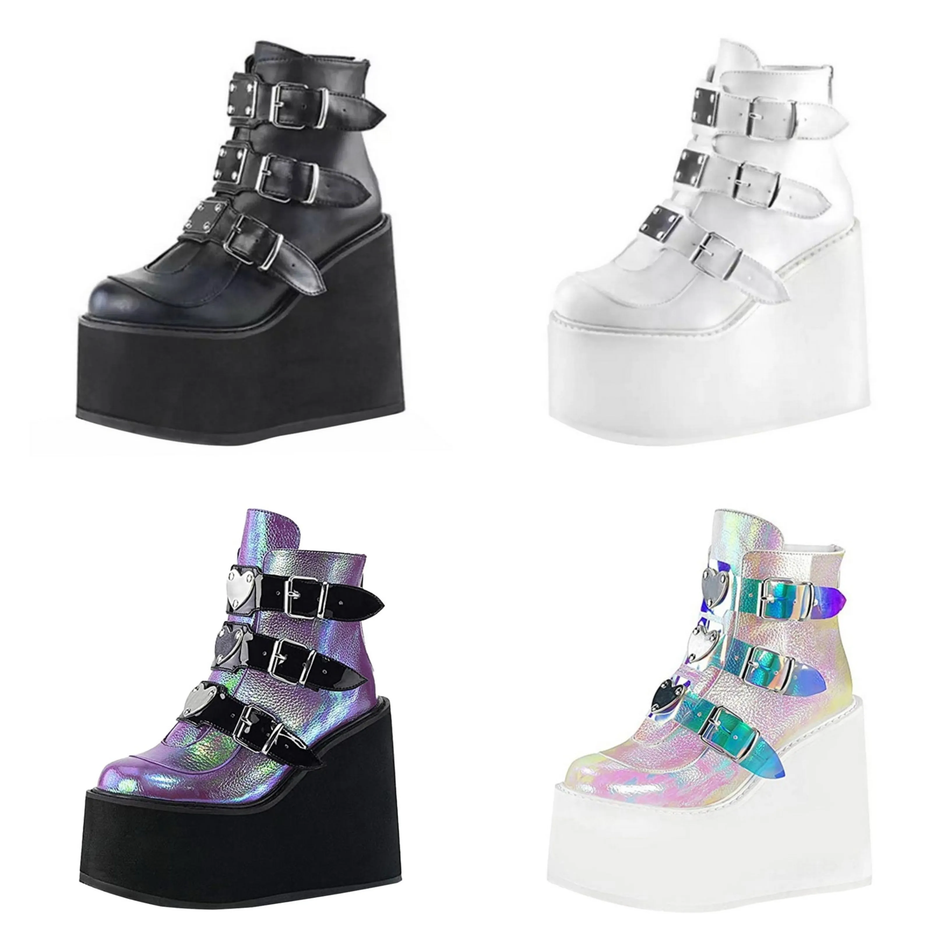 Funki Buys | Boots | Women's Buckle Strap Wedge Ankle Boots