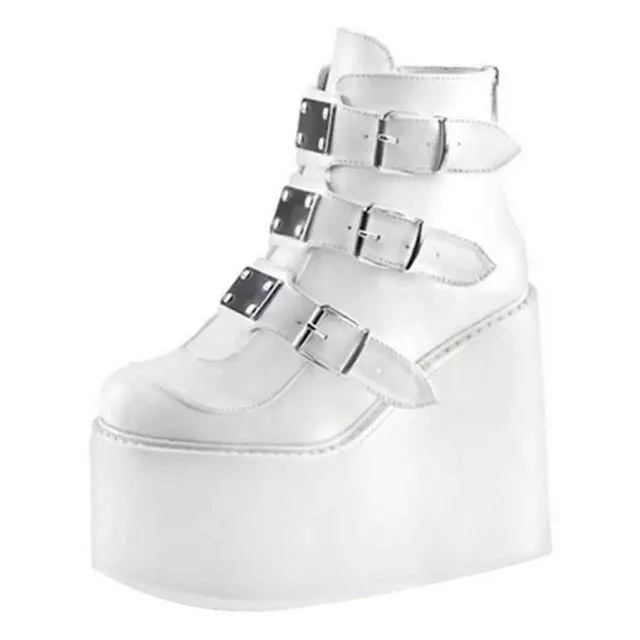 Funki Buys | Boots | Women's Buckle Strap Wedge Ankle Boots