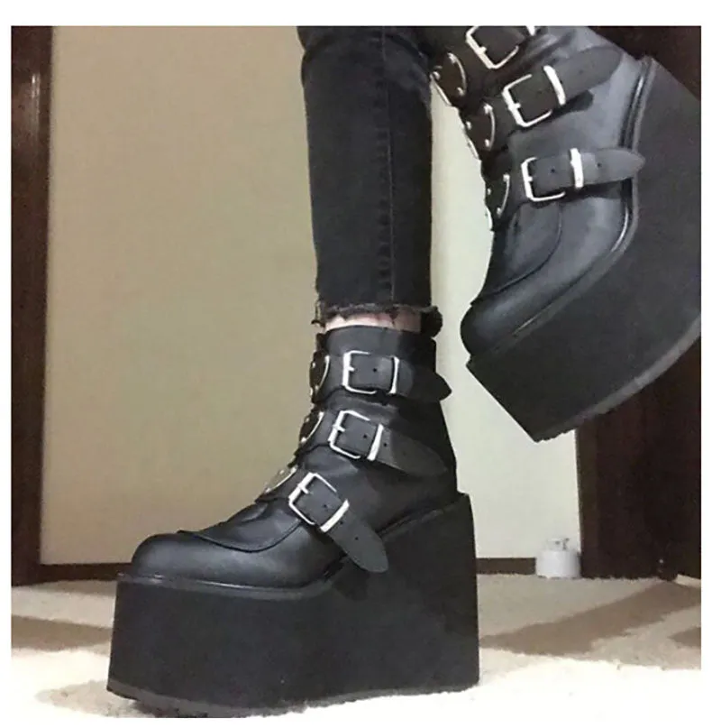 Funki Buys | Boots | Women's Buckle Strap Wedge Ankle Boots