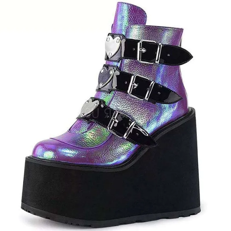 Funki Buys | Boots | Women's Buckle Strap Wedge Ankle Boots