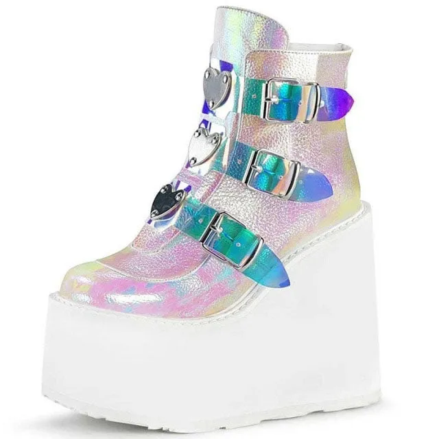 Funki Buys | Boots | Women's Buckle Strap Wedge Ankle Boots