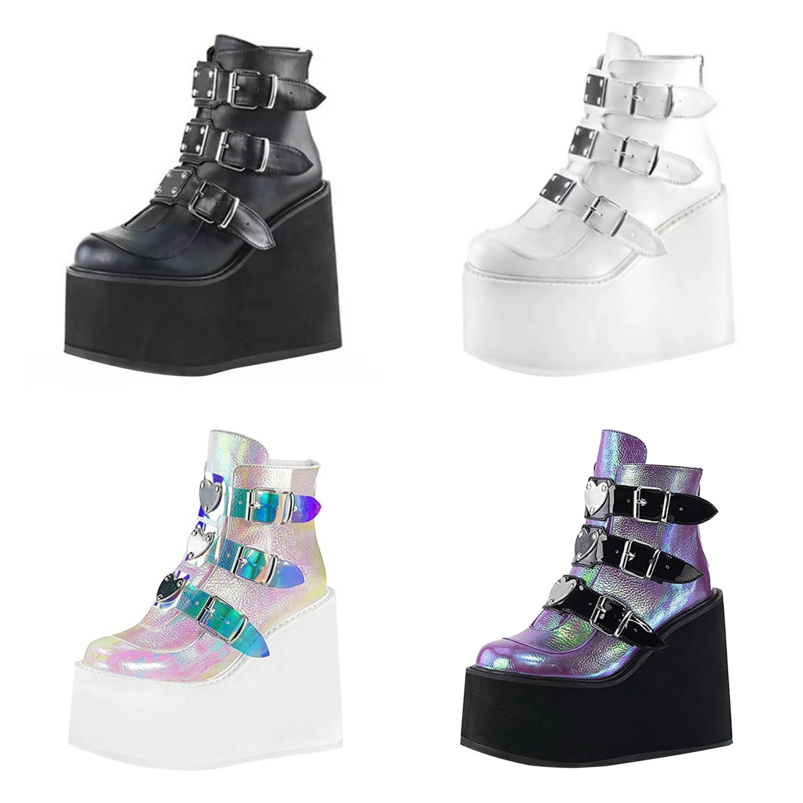 Funki Buys | Boots | Women's Buckle Strap Wedge Ankle Boots