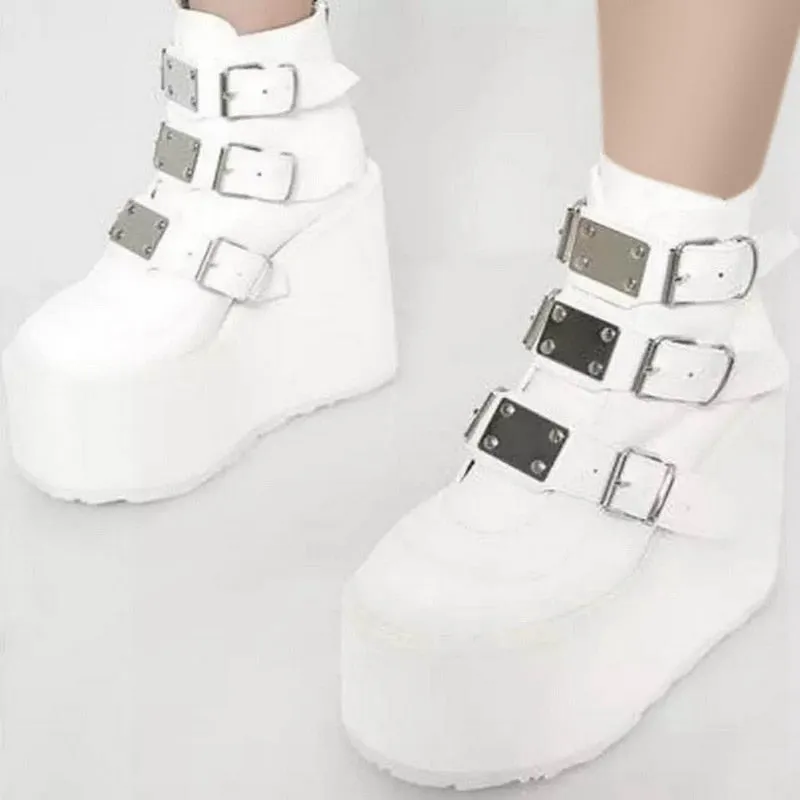 Funki Buys | Boots | Women's Buckle Strap Wedge Ankle Boots