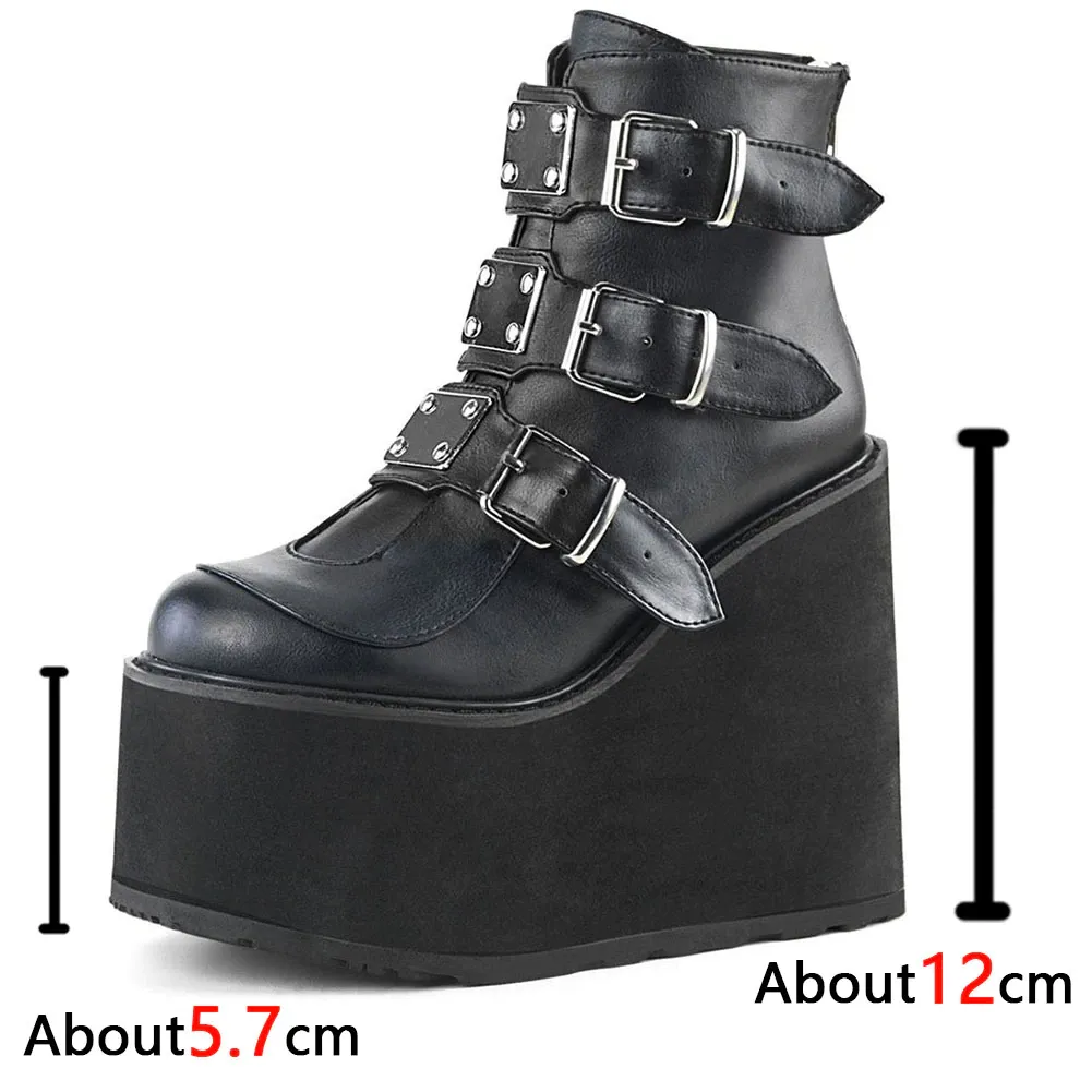 Funki Buys | Boots | Women's Buckle Strap Wedge Ankle Boots