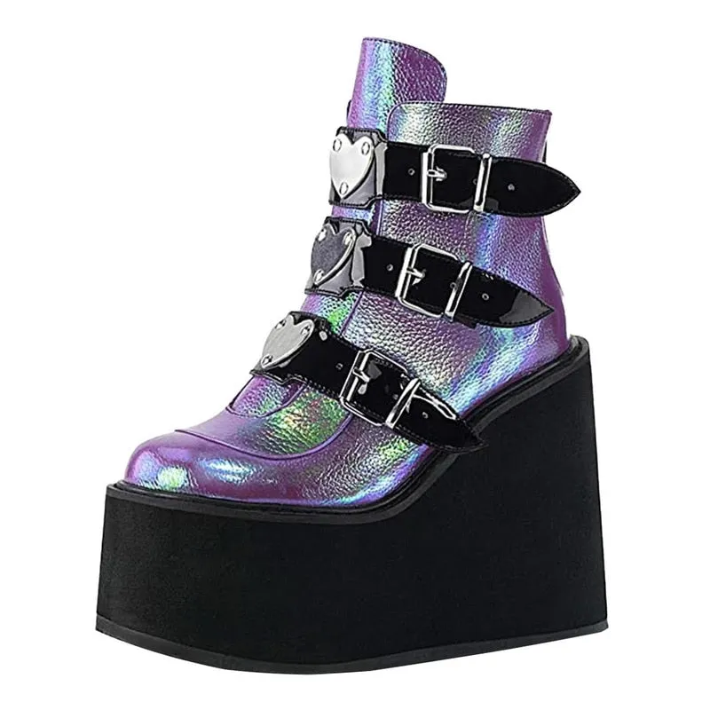 Funki Buys | Boots | Women's Buckle Strap Wedge Ankle Boots