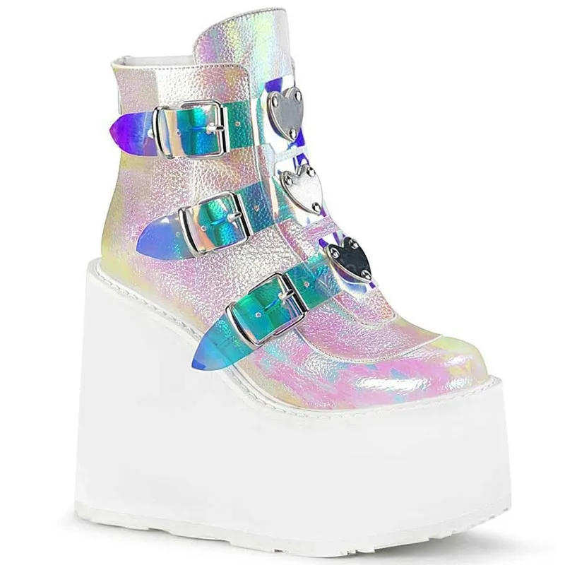 Funki Buys | Boots | Women's Buckle Strap Wedge Ankle Boots