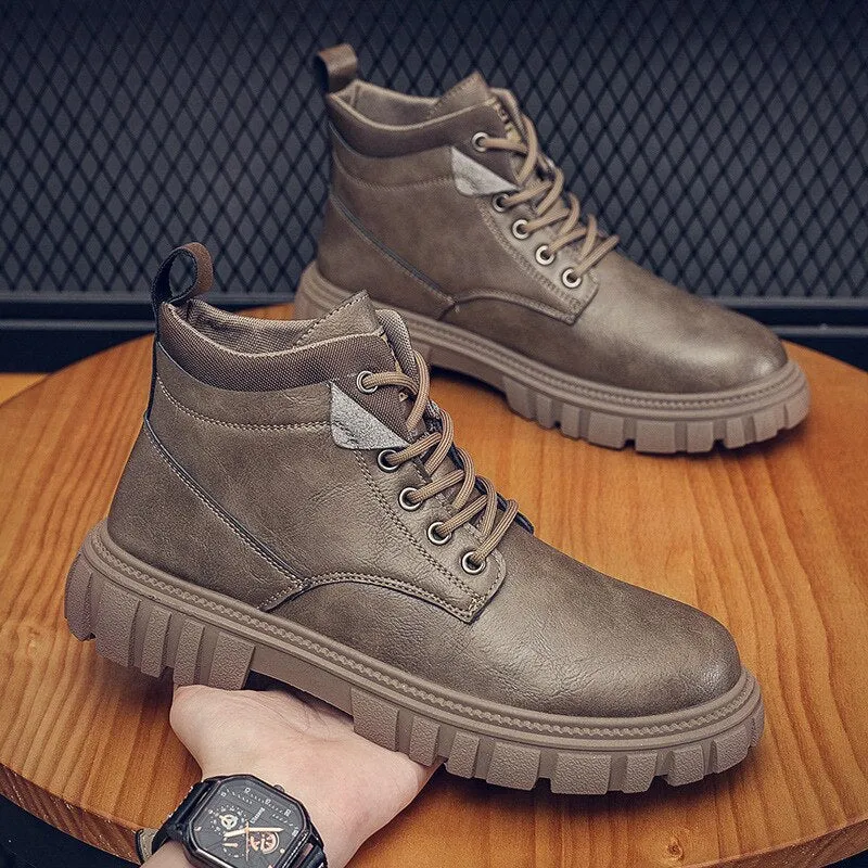 Hnzxzm Autumn Early Winter Shoes Men Ankle Boots Thick Sole Non-slip Single Brand Male Footwear A4910