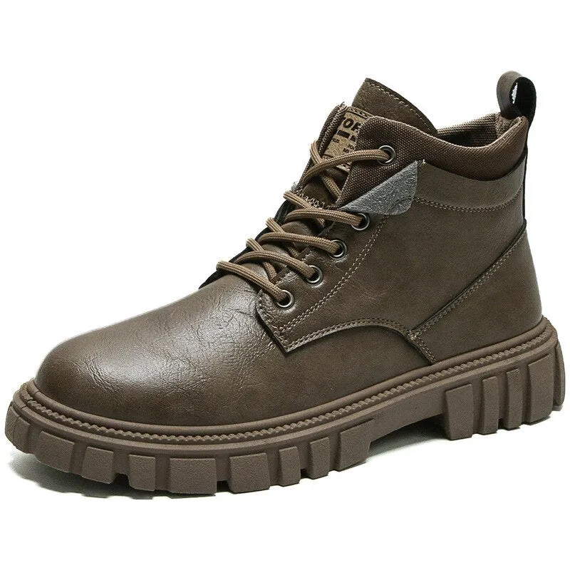 Hnzxzm Autumn Early Winter Shoes Men Ankle Boots Thick Sole Non-slip Single Brand Male Footwear A4910