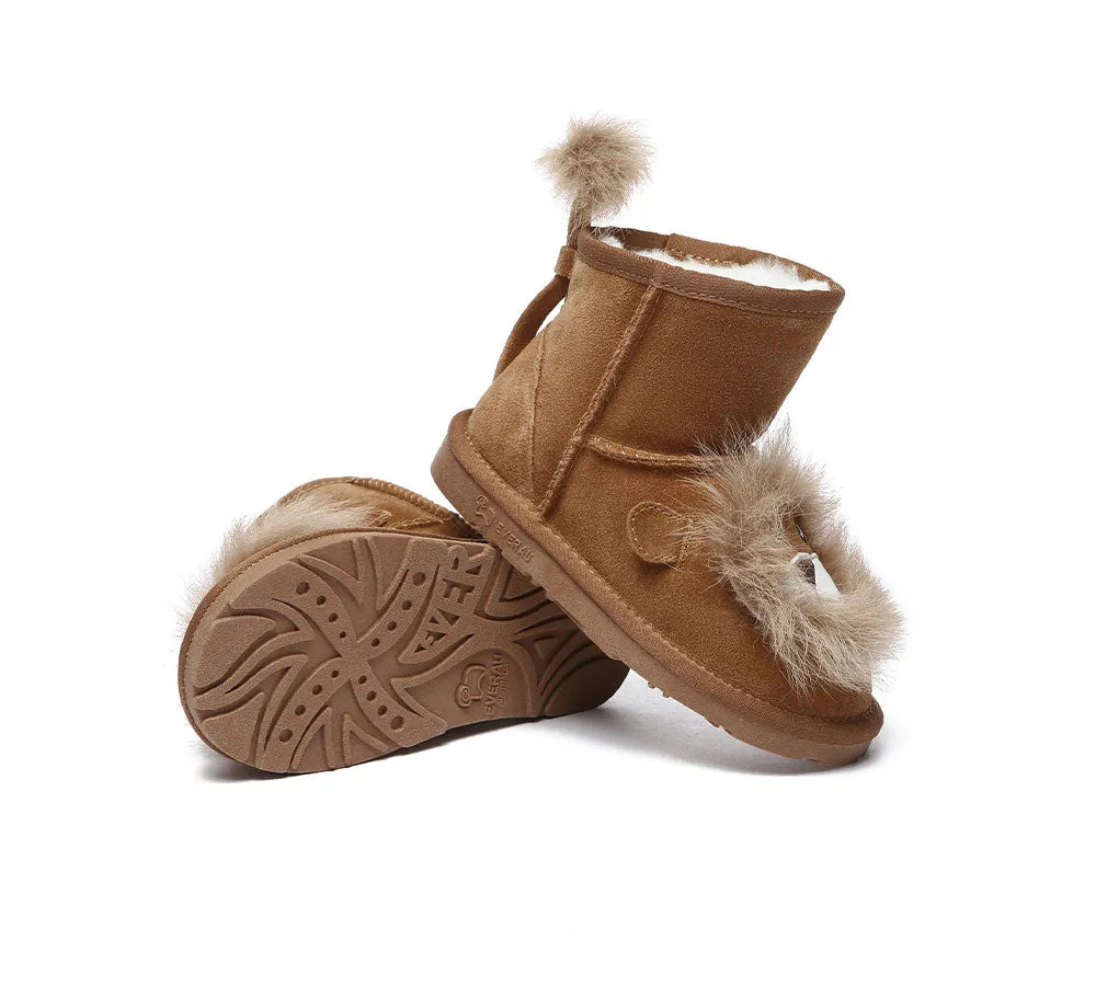 Kid Sheepskin Wool Boots Lion Kids Plus