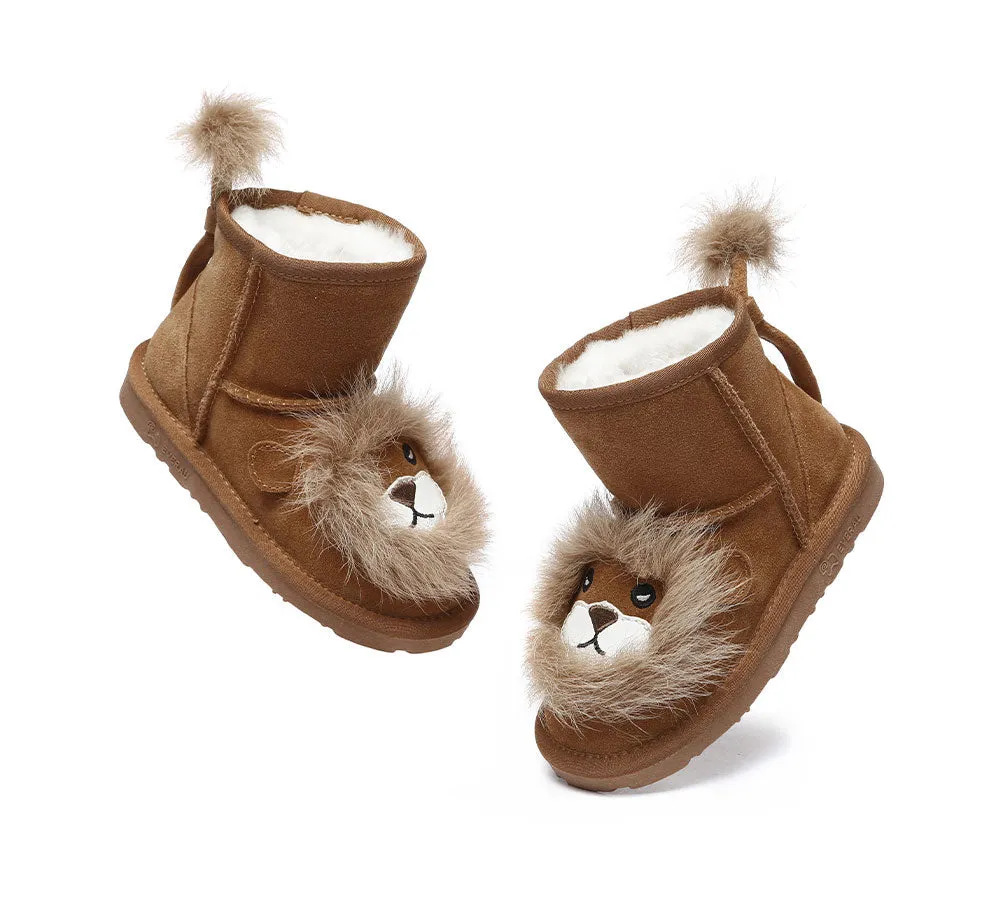 Kid Sheepskin Wool Boots Lion Kids Plus