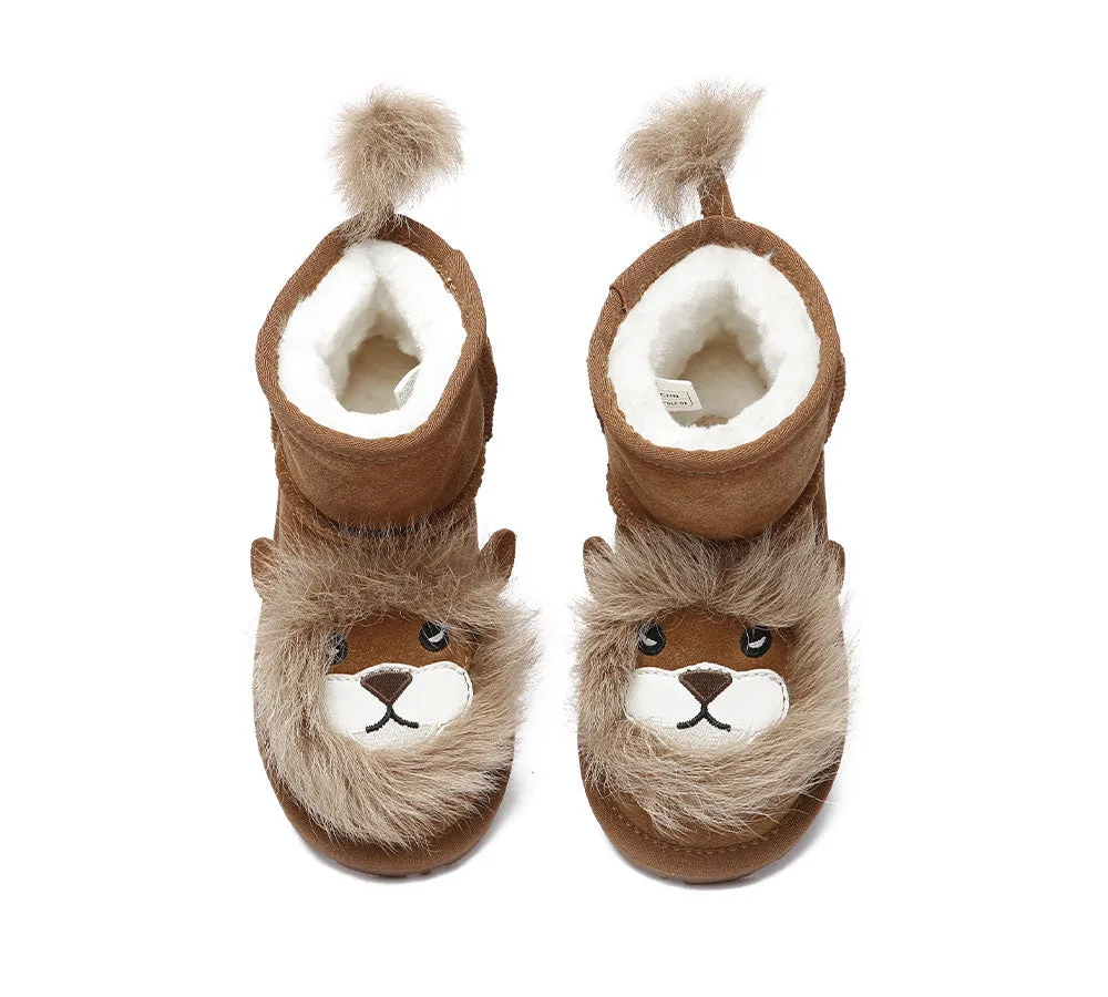 Kid Sheepskin Wool Boots Lion Kids Plus