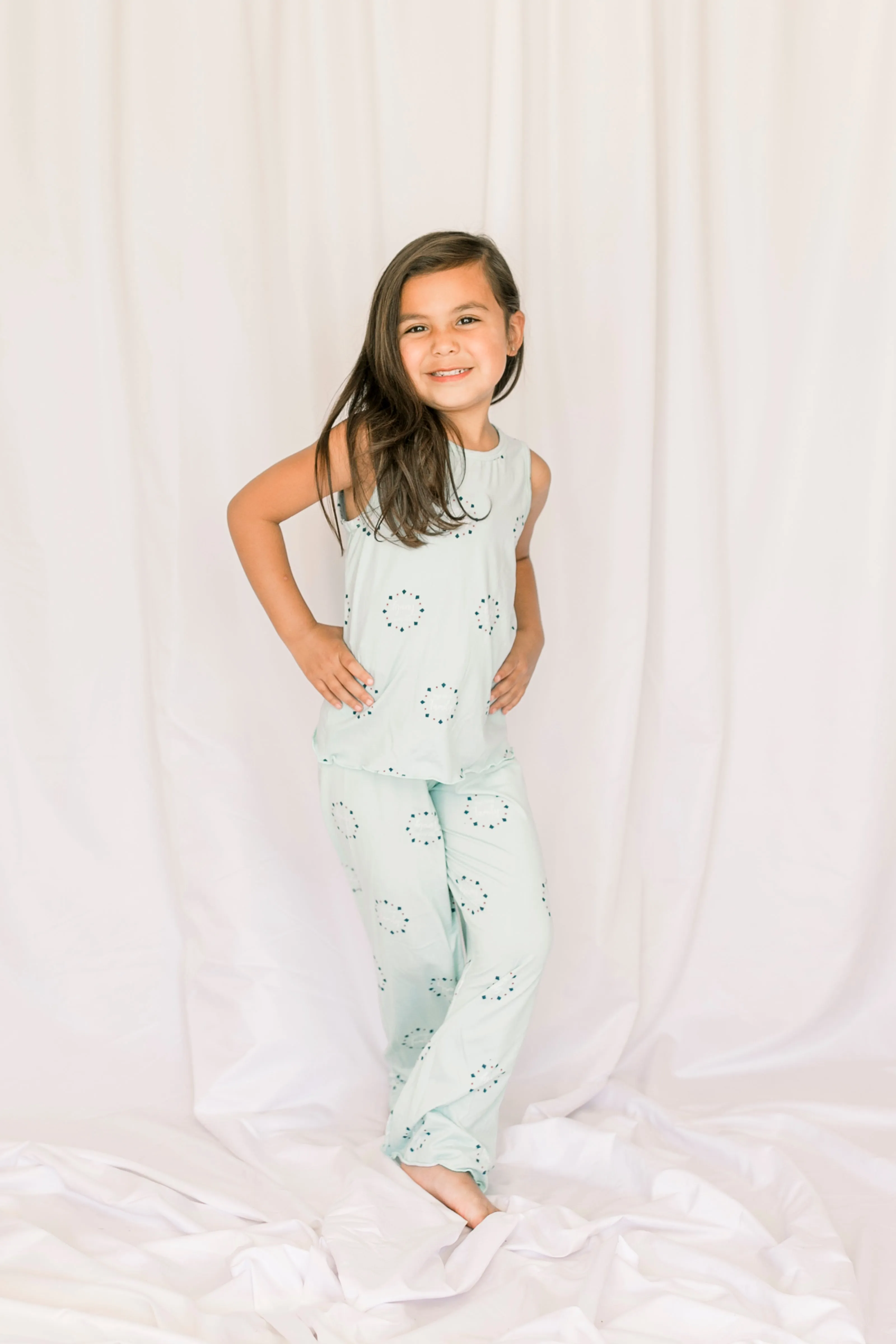 Kids Cozy Teal Family Pajama Pants Set