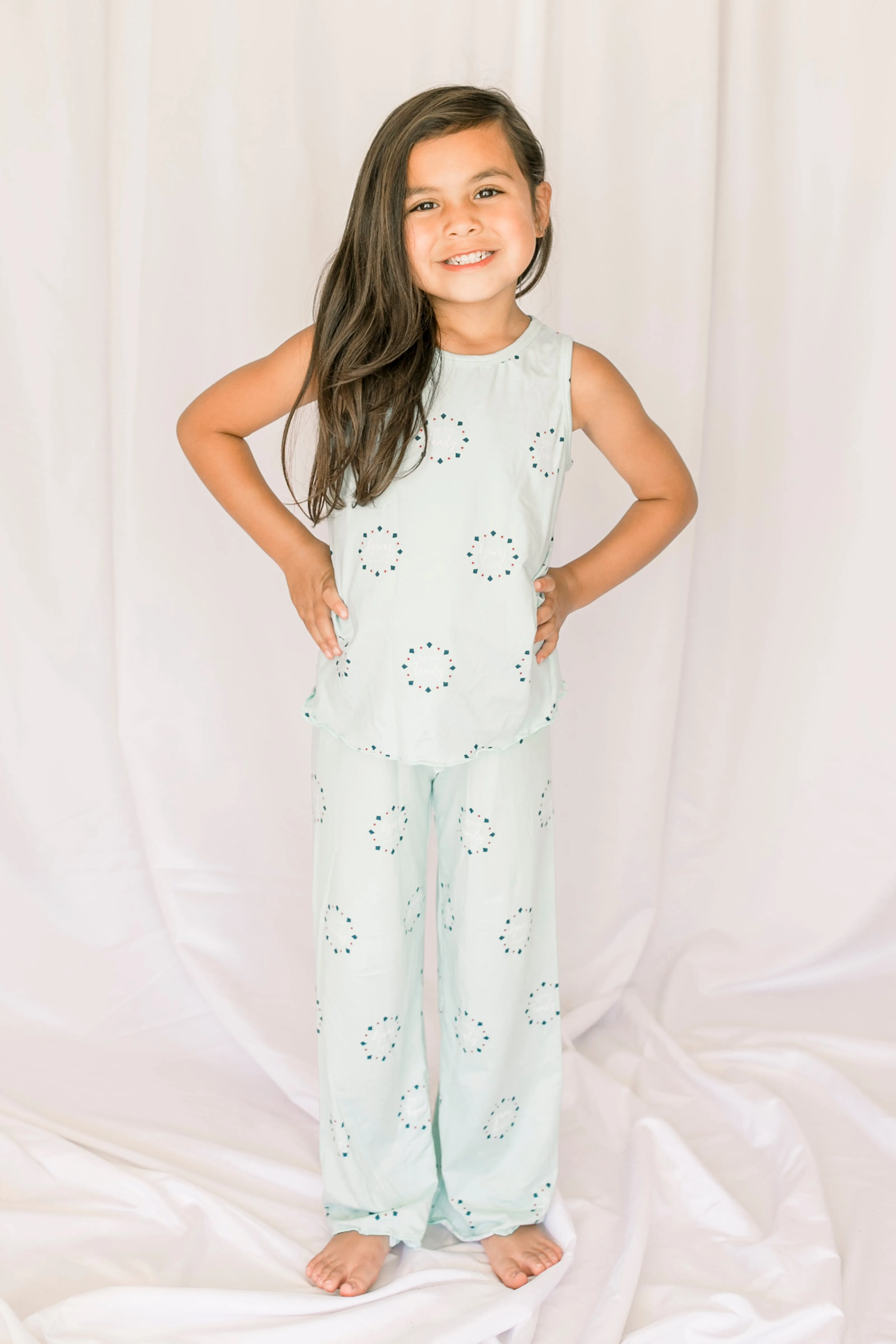 Kids Cozy Teal Family Pajama Pants Set