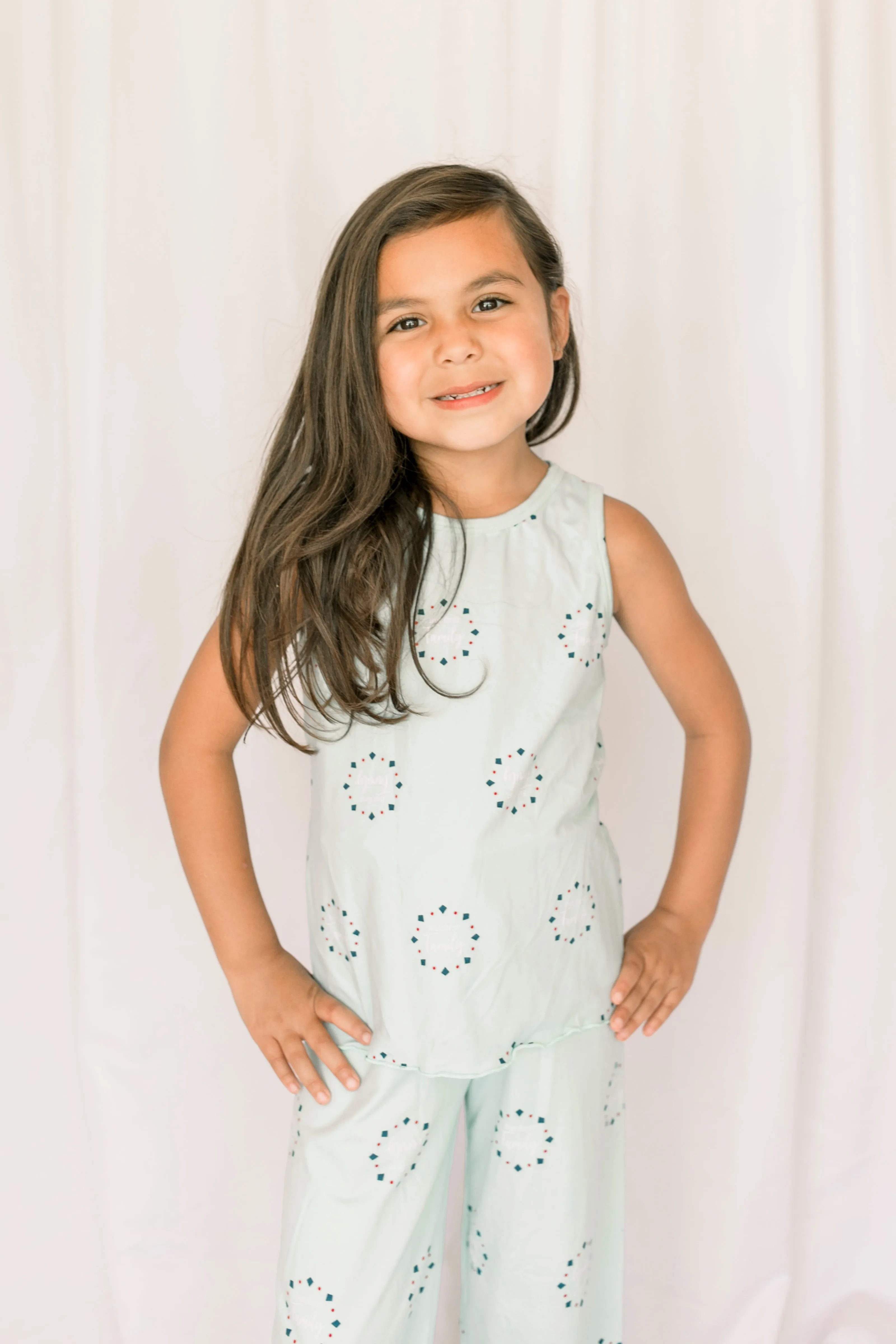 Kids Cozy Teal Family Pajama Pants Set