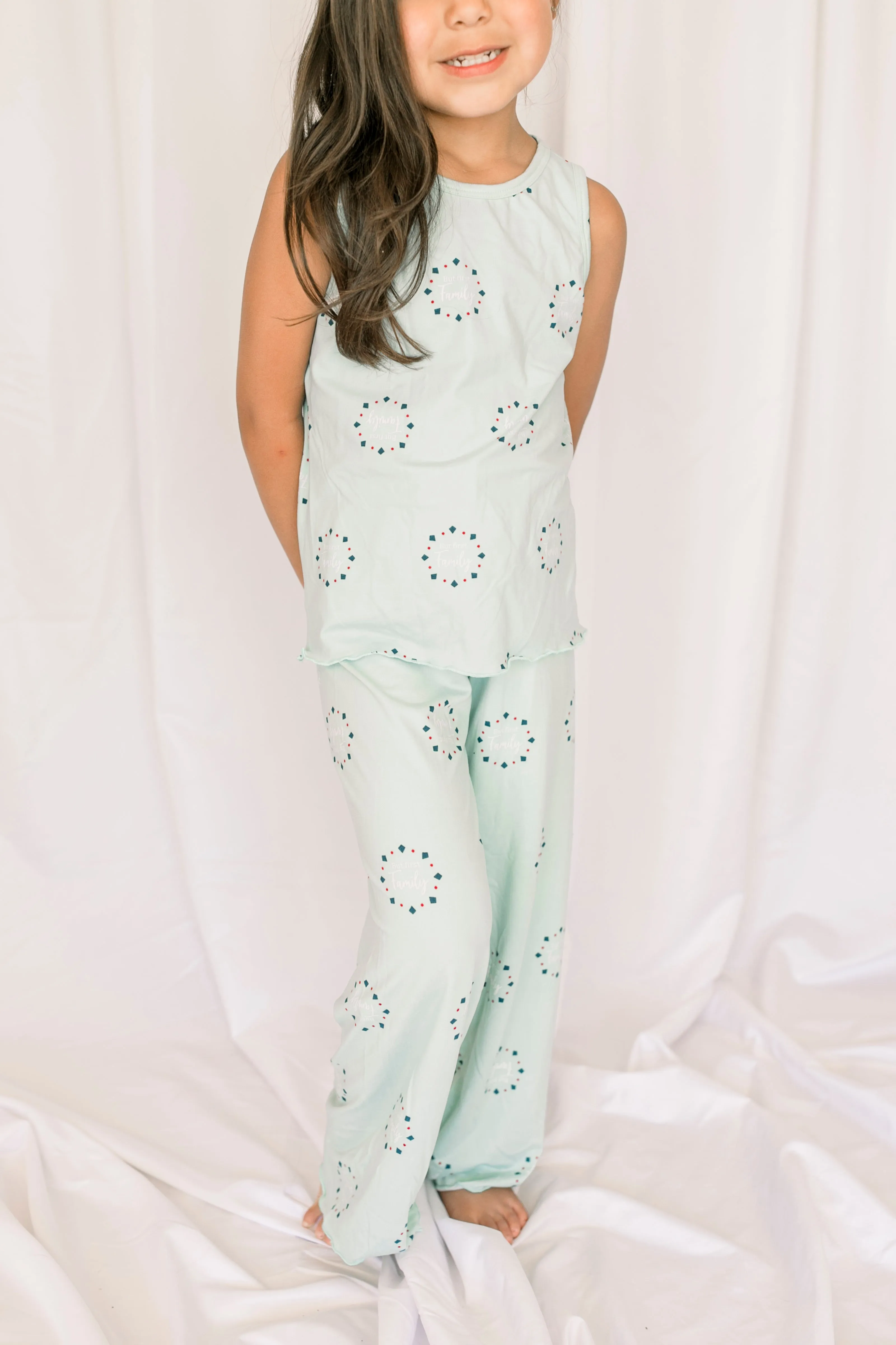 Kids Cozy Teal Family Pajama Pants Set