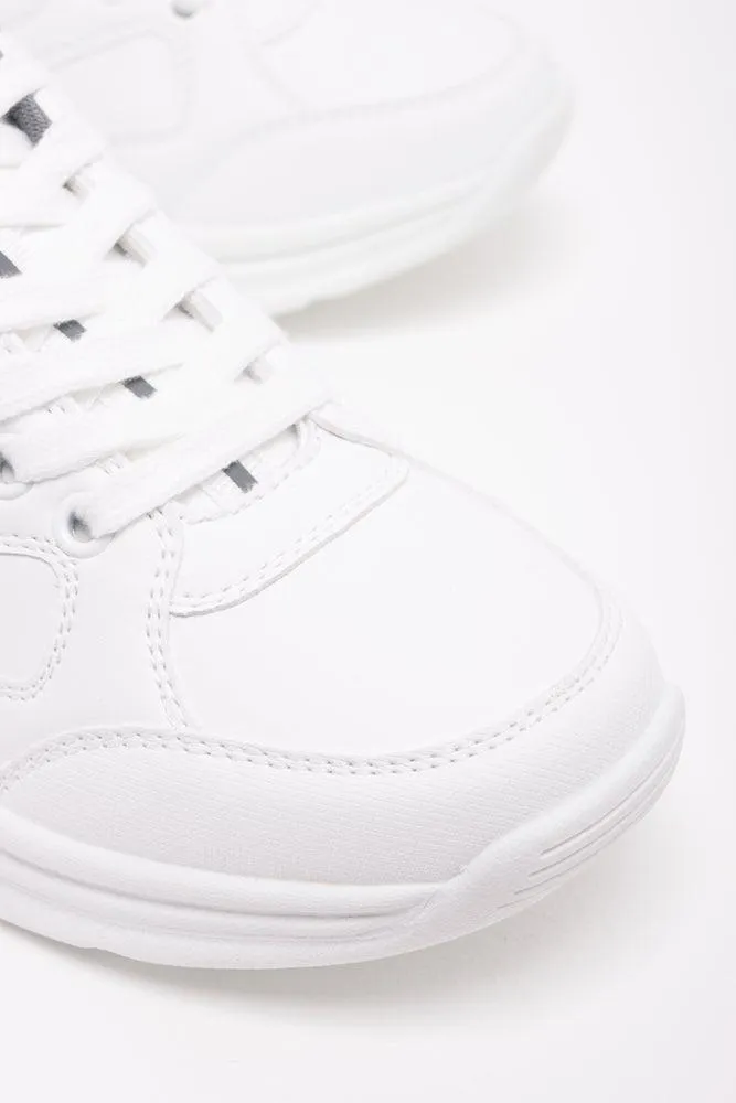 Lace Up Leather Trainer White