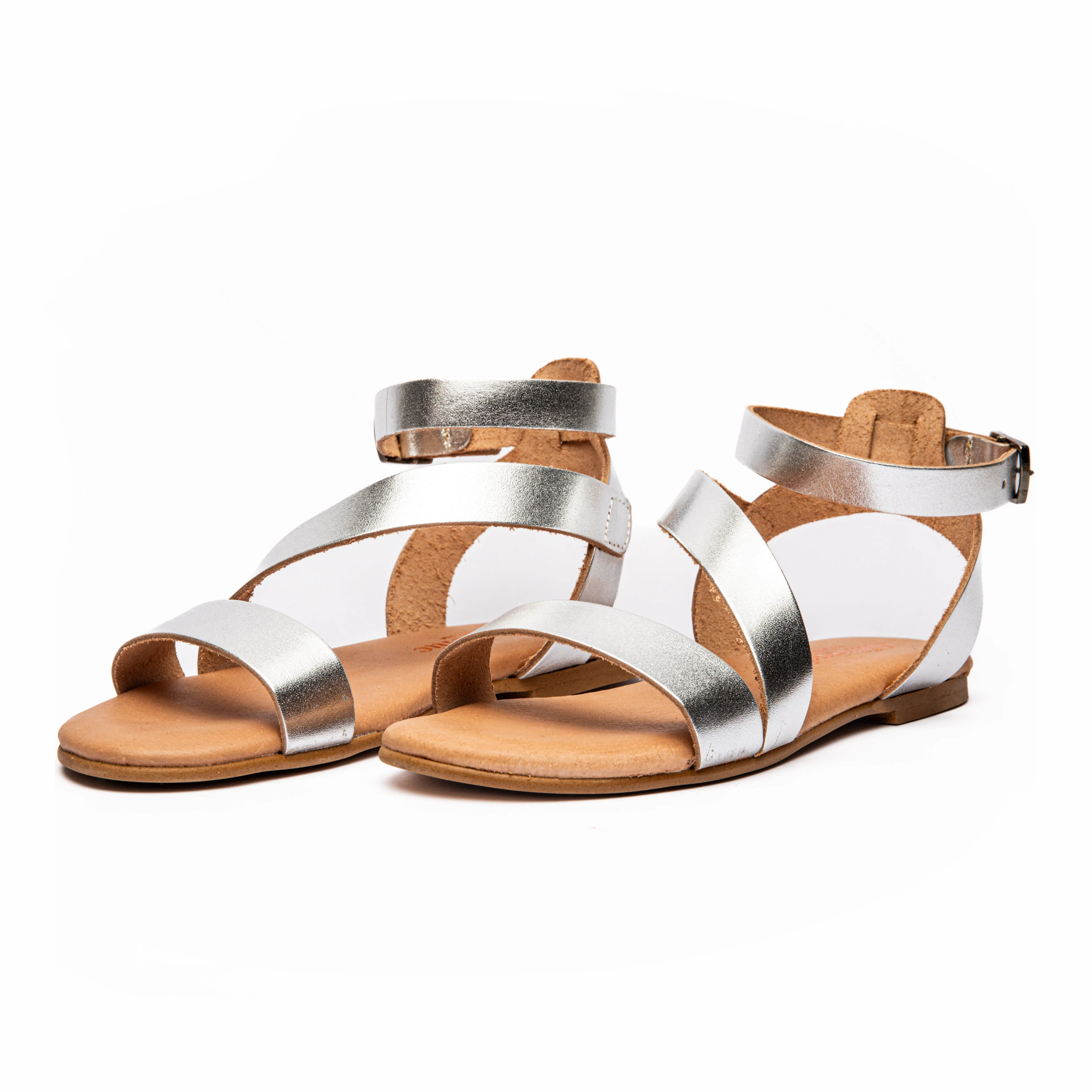 Leather Glad Sandal In Silver