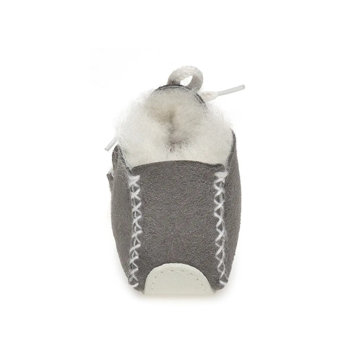 Lupe Hand-Stitched Sheepskin Baby Booties - Grey