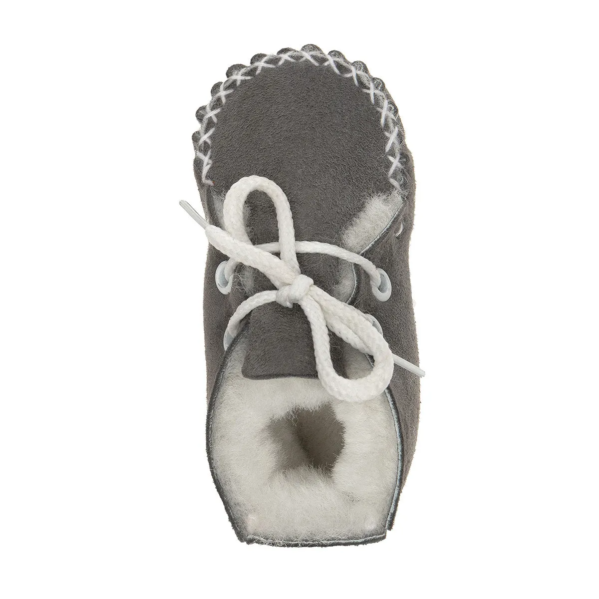 Lupe Hand-Stitched Sheepskin Baby Booties - Grey