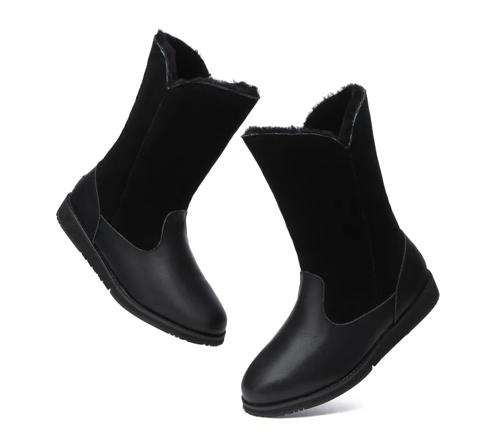 Premium Leather Zipper Mid Calf Women Boots Bryanna