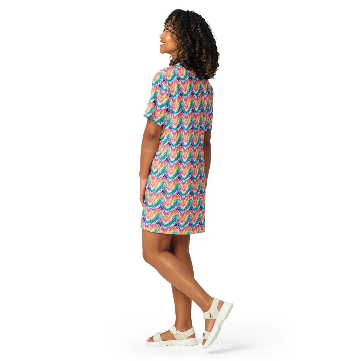 Rainbow Chevron T-Shirt Dress